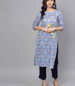 Blue printed cotton salwar