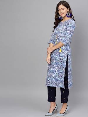 Blue printed cotton salwar 2