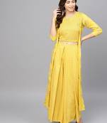 Yellow printed viscose rayon salwar