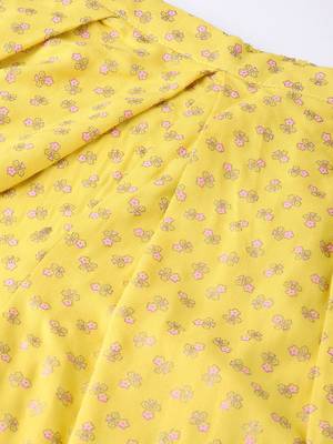 Yellow printed viscose rayon salwar 4
