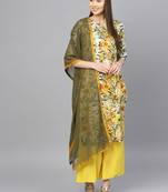 Yellow printed cotton salwar