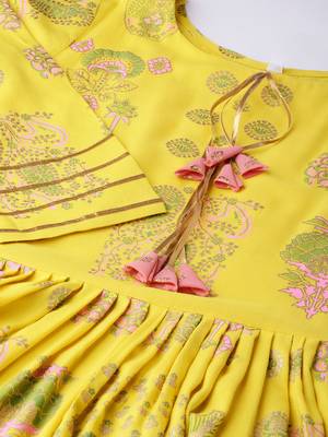 Yellow printed viscose rayon salwar 4