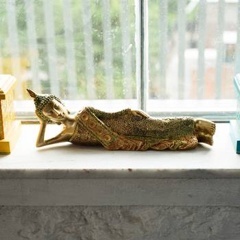 e craft india brass reclining buddha showpiece 14 inch 1