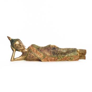 e craft india brass reclining buddha showpiece 14 inch 2