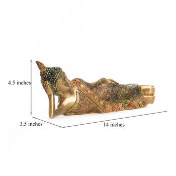 e craft india brass reclining buddha showpiece 14 inch 3