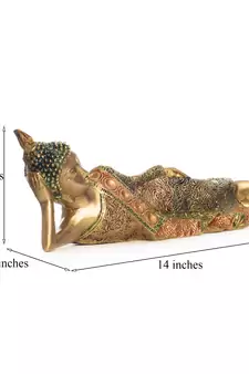 e craft india brass reclining buddha showpiece 14 inch