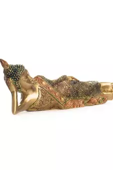 e craft india brass reclining buddha showpiece 14 inch