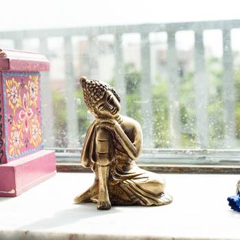 Brass Buddha Resting Antique Artifact 1