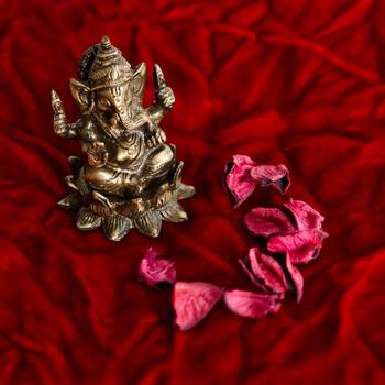 Antique Finish Brass Lord Ganesha on Lotus 1
