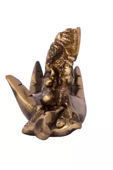 Brass Antique Finish Lord Ganesha On Palm