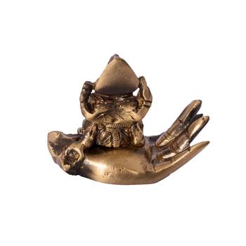 Brass Antique Finish Lord Ganesha On Palm 4