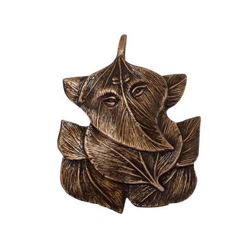 Brass Antique Finish Ganesha Design On Leaves Wall Hanging 1