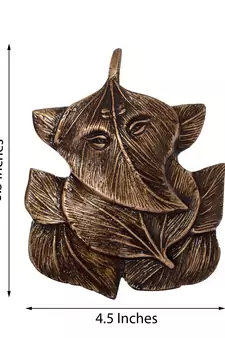 Brass Antique Finish Ganesha Design On Leaves Wall Hanging