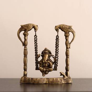 Brass Lord Ganeshs on Peacock Jhoola(Swing) 2