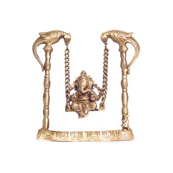 Brass Lord Ganeshs on Peacock Jhoola(Swing) 3