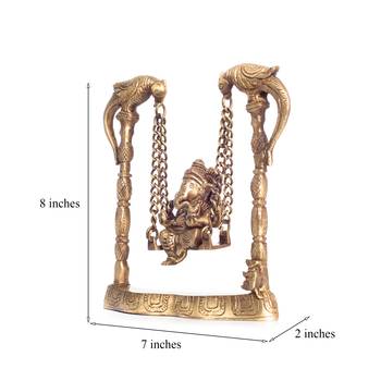 Brass Lord Ganeshs on Peacock Jhoola(Swing) 4