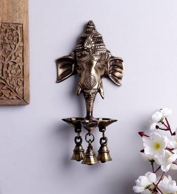 Ganesh Deepak with Bell Brass Wall Hanging and Artifact 1