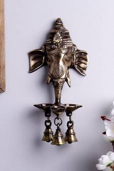 Ganesh Deepak with Bell Brass Wall Hanging and Artifact