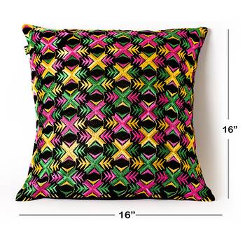 Multi colored |Dupion Silk Phulkari Embroidery Covers | Set of 2 1