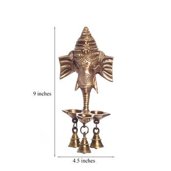 Ganesh Deepak with Bell Brass Wall Hanging and Artifact 2