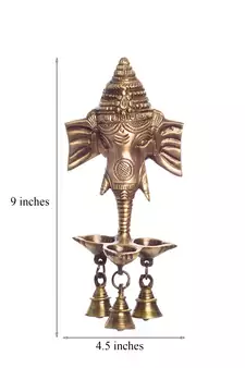 Ganesh Deepak with Bell Brass Wall Hanging and Artifact