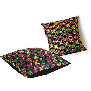 Multi colored |Dupion Silk Phulkari Embroidery Covers | Set of 2 2