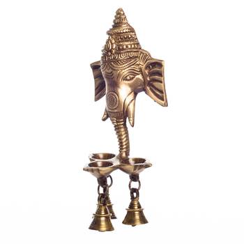 Ganesh Deepak with Bell Brass Wall Hanging and Artifact 3