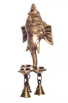 Ganesh Deepak with Bell Brass Wall Hanging and Artifact