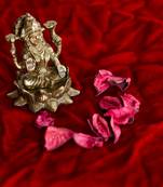 Antique Finish Brass Goddess Laxmi on Lotus