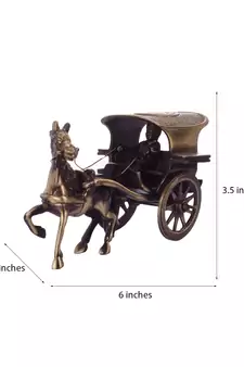 Antique Finish Brass European Horse Cart