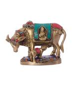 Stone Studded Brass Cow and Calf