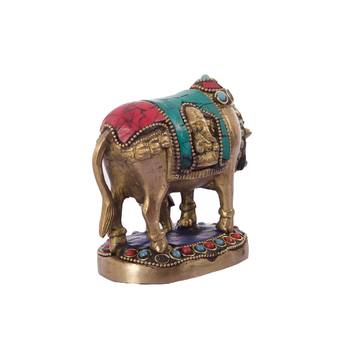 Stone Studded Brass Cow and Calf 4