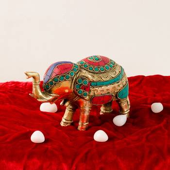 Stone Studded Brass Elephant 2
