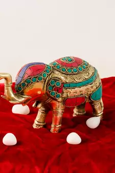 Stone Studded Brass Elephant