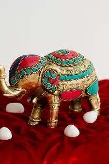 Stone Studded Brass Elephant
