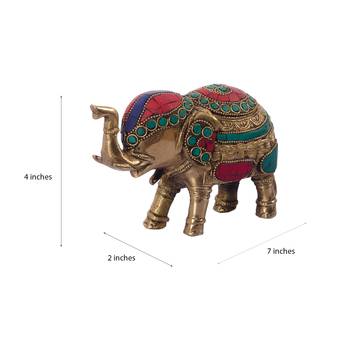 Stone Studded Brass Elephant 4
