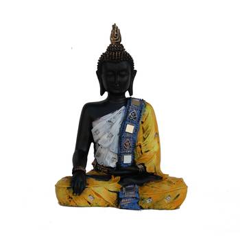 E Craft India Buddha Figurine Handcrafted Polyresin Yellow 1