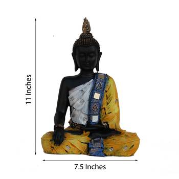 E Craft India Buddha Figurine Handcrafted Polyresin Yellow 2