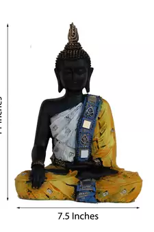 E Craft India Buddha Figurine Handcrafted Polyresin Yellow