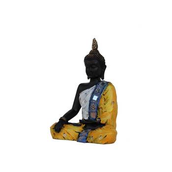 E Craft India Buddha Figurine Handcrafted Polyresin Yellow 3
