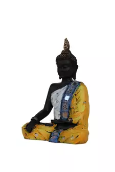 E Craft India Buddha Figurine Handcrafted Polyresin Yellow