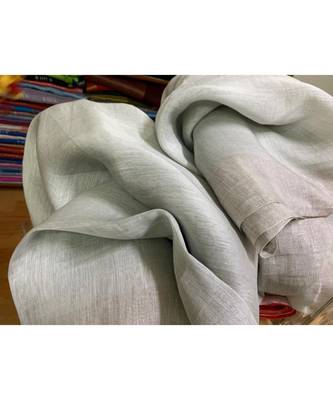Off White Woven Linen Saree 1