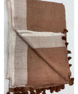 Unitex Fashion Brown Woven Linen Saree 1