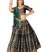 Blue fancy
 silk unstitched lehenga