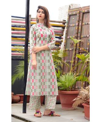 multi colour jyoti print kurti with kassab work with plazo 1