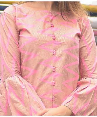 pink colour golden printed kurti with printed plazo 2