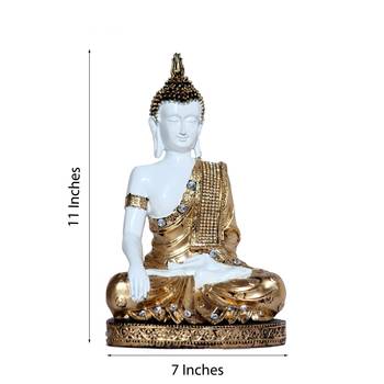 E Craft India Meditating Buddha Showpiece Handcrafted Golden Finish, 11  7  3 in 3