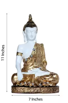 E Craft India Meditating Buddha Showpiece Handcrafted Golden Finish, 11  7  3 in