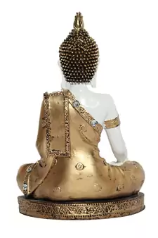 E Craft India Meditating Buddha Showpiece Handcrafted Golden Finish, 11  7  3 in