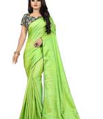 Orange printed silk saree with blouse